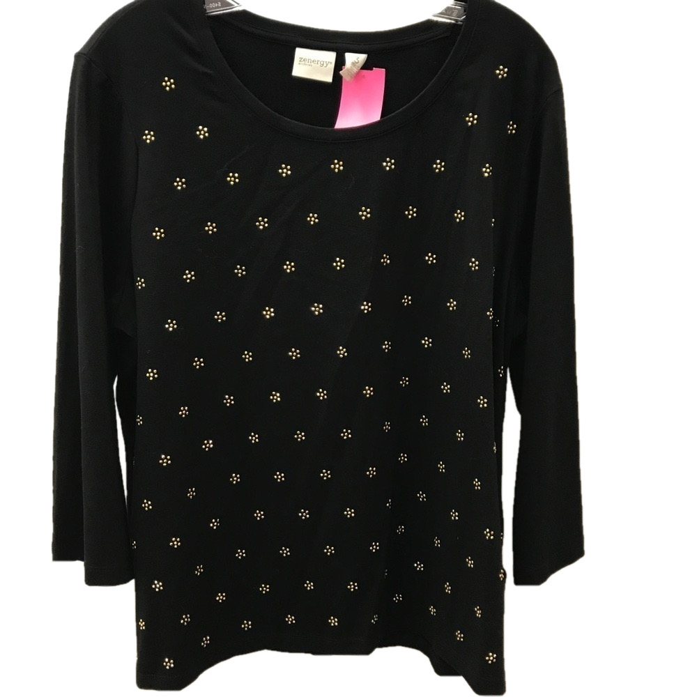 Chico's Black Joanna Studded Shirt